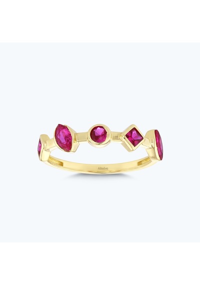 Altınbaş Pembe Taşlı Altın Yüzük Ayz0716-y-25969-p Çok Renkli
