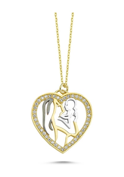 Altın Kolye Kalbimin Içi Anne-Bebek Tasarım Klb-03352396