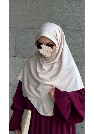 Qalortex Scarf Premium Jakarlı Sare Büyük Boy Eşarp -toz Pembe