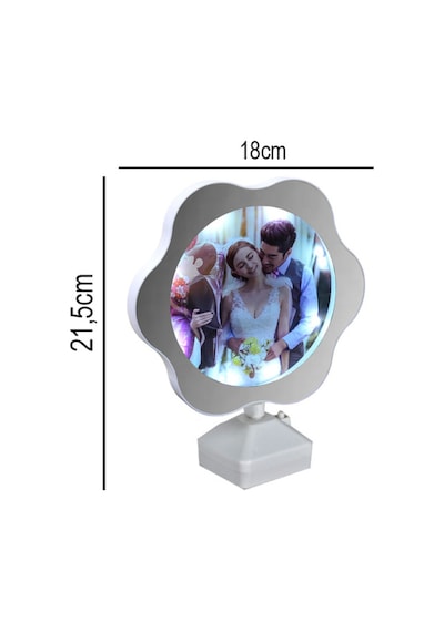 Led Işıklı Sihirli Papatya Ayna 21,5x18cm Beyaz Fotoğraflı Kişiselleştirebilir Ürün Sarı
