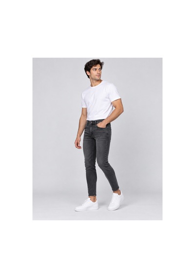 Nova Earth Art Unisex Antrasit Yüksek Bel Skinny Kısa Boy Kot Pantolon 30