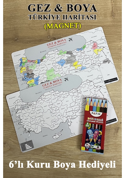 Gez Boya Türkiye Haritası Magnet Mıknatıslı 81 İl Seyahat Ve Boyama Haritası Standart