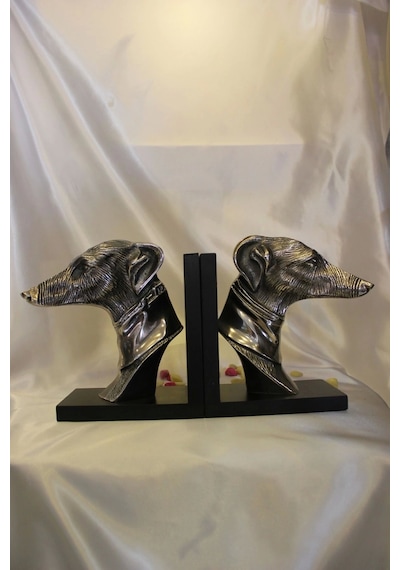 Kitap Tutucu Köpek Figürlü Metal Kitap Tutacağı Tazı Çifti