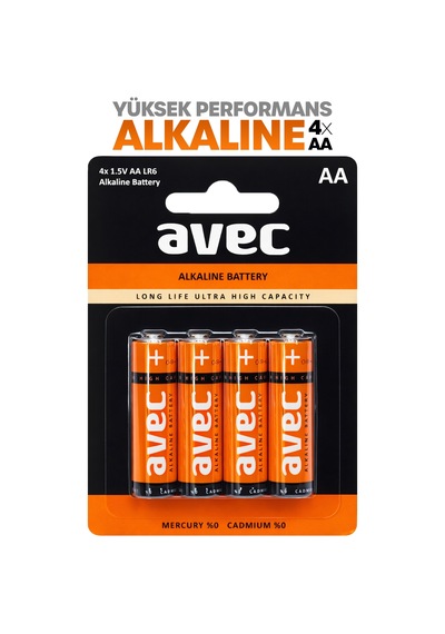 Avec 4lü Aa Lr6 Alkaline Kalın Kalem Pil Alkalin Saat Pili Alkali Pil 1.5v
