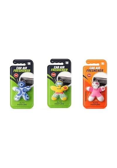 Maskot Şeklinde Araba Kokusu, Oto Parfüm, Green Citrus Ve Strawberry Çeşitleri, 3'lü Set