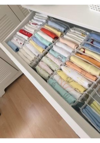 Serstil 3 Adet - Xlarge 8 Gözlü Dolap Içi Akardiyon Organizer 31 X 36 X 12 - 3 Adet Gri