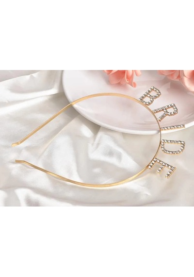Altın Gold Renk Bekarlığa Veda Kristal Taş Bride Tacı İthal 16x10 Cm Standart