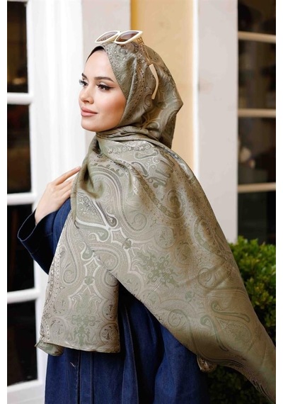 Etro Desen Premium Şal Soft Yeşil Çok Renkli