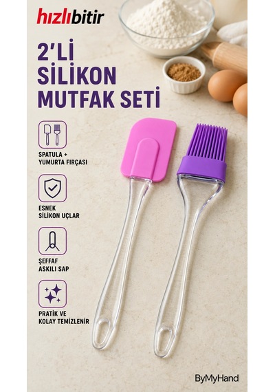 Bymyhand Karışık Renk Spatula Ve Yumurta Fırçası 2'li Set