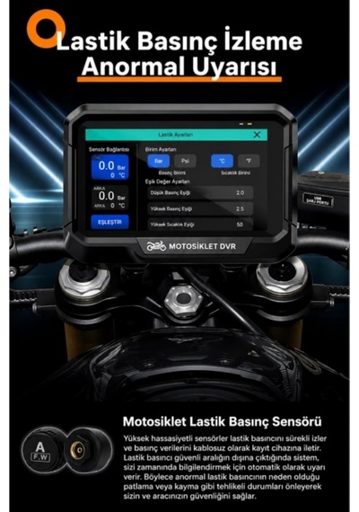 Glr T10 Motosiklet Kamera Kayıt Cihazı - Kablosuz Carplay & Android Auto, Dual Kamera, Gps