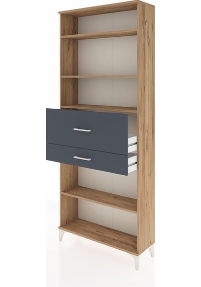 Arges Dolap 4 Raflı 2 Çekmeceli 88x30x221 Çam-antrasit Atlas Çam