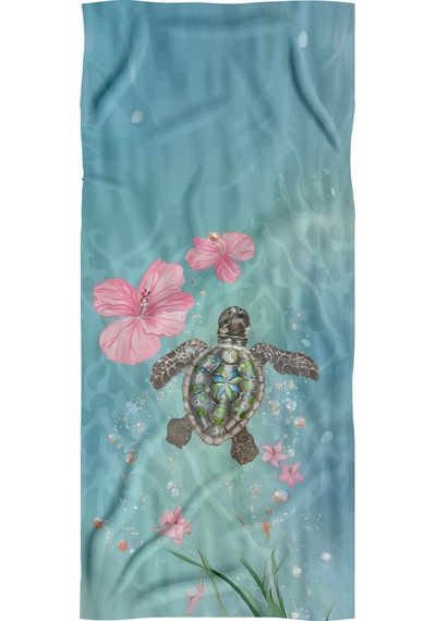 Kaplumbağa Desenli Renkli Yüksek Su Emici 70x150cm Plaj Havlusu