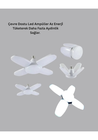 Tasarruflu Pervane Led Ampül 4 Kollu 60 Watt Geniş Alan Aydınlatma Diğer