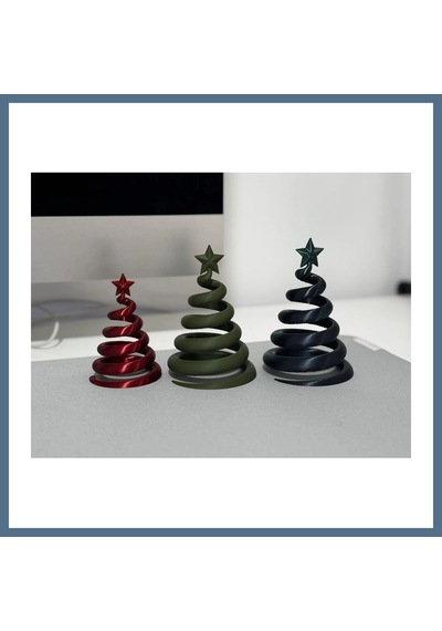 Buradabulabilirsin 3d Baskı 3lü Spiral Yılbaşı Ağacı Seti Yıldız Tepelikli Masaüstü Süs Bbz Diğer