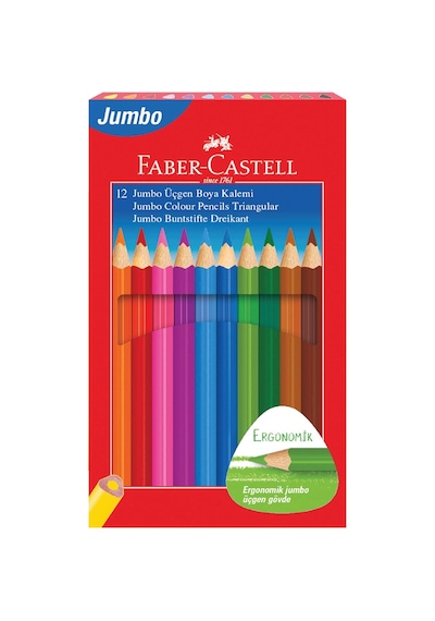 Faber-castell Jumbo Kuru Boya Kalemi, 12 Renk, Çocuklar İçin Eğlenceli Ve Kolay Tutuş, Ergonomik Üçgen Ve Kalın Genel