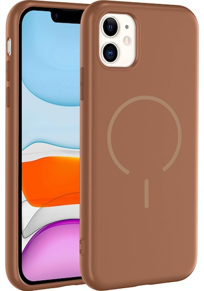 Apple Uyumlu iPhone 11 Kılıf M-safe Şarj Özellikli Zore Meta Kapak Kahverengi