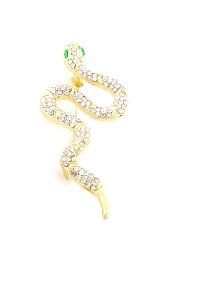 Ferizz Altın Kaplama Zirkon Taşlı Yılan Model Broş Br-110 Gold