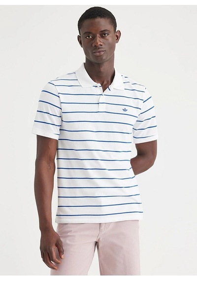 Dockers Minimalist Çizgili Polo Yaka Erkek T-shirt - Kısa Kol - Günlük Beyaz - Lacivert Dockers Minimalist Çizgili Polo Yaka Erkek T-shirt - Kısa Kol - Günlük Beyaz - Lacivert