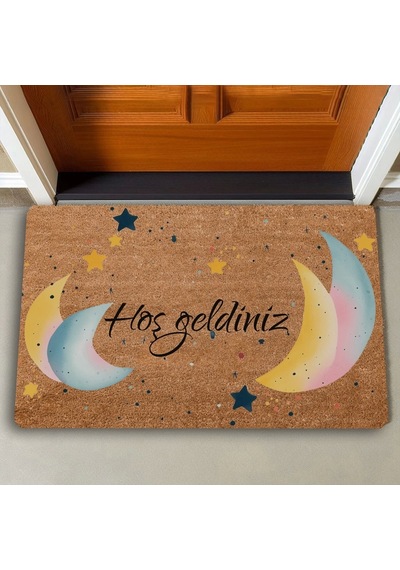Valerine Life Ay Ve Yıldız Temalı Hoş Geldiniz Kapı Önü Paspası 45x70cm