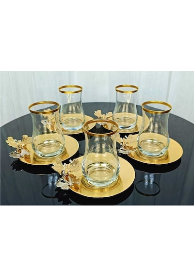 Çnr Home Collection 6 Kişilik 12 Parça Gold Çay Seti, Çay Takimi, Hediyelik & Çeyizlik Gold
