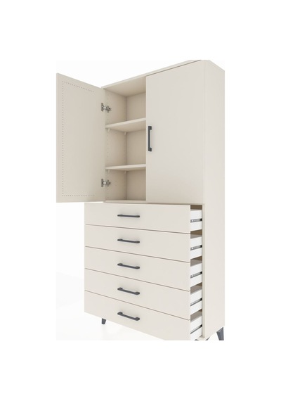 Arges Dolap 3 Raflı 5 Çekmeceli 2 Kapaklı 88x30x182 Aytaşı-ay... Aytaşı