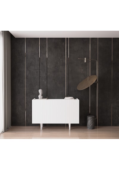 Enwood Capella Beyaz Mdf 3 Kapaklı Raflı 120 Lık Konsol