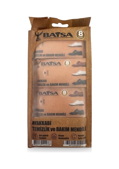 Baysa Mini Ayakkabı Bakım Ve Temizlik Mendili - 8x8'li 10 Paket Sarı
