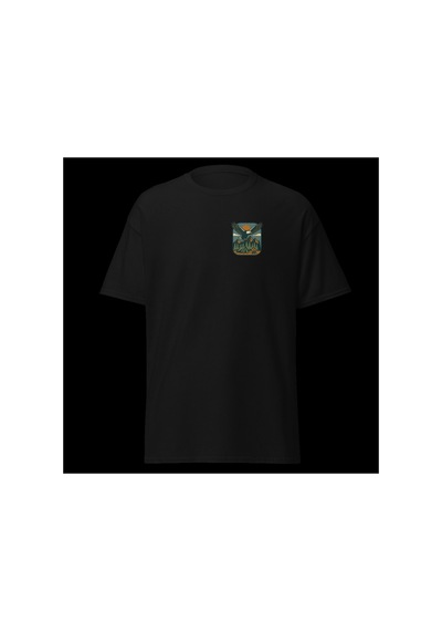 Wildstyle Kartal Renkli Vintage Yaban Hayat Doğa Dağ Rozet Baskılı Unisex Bisiklet Yaka Pamuklu Tişört Siyah