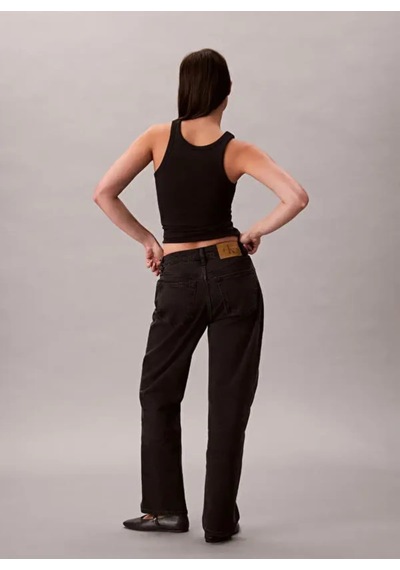 Calvin Klein Hıgh Rıse Straıght Ck Essentıal Siyah Kadın Kot Pantolon