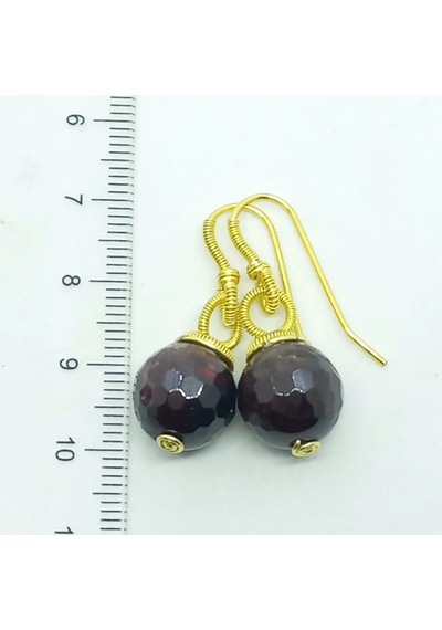 2637 Faset Kesim Garnet El Yapımı Küpe Bordo
