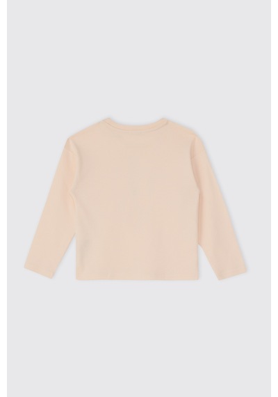 Panço Kız Çocuk Çiçek Desenli Bej Pijama Takımı Krem