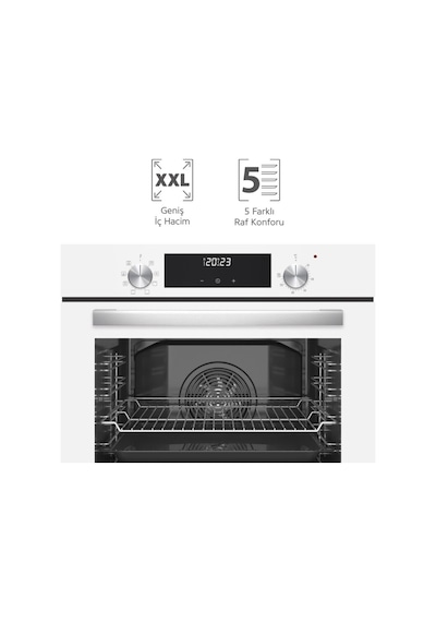 Simfer 8209 9 Fonksiyon QS Beyaz Cam Ankastre Fırın Power Turbo Dijital