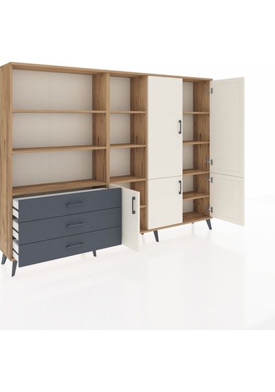 Arges Dolap 11 Raflı 3 Çekmeceli 5 Kapaklı 220x30x163 Çam-aytaşı/ Çam-aytaşı/antrasit Arges Dolap 11 Raflı 3 Çekmeceli 5 Kapaklı 220x30x163 Çam-aytaşı/ Çam-aytaşı/antrasit