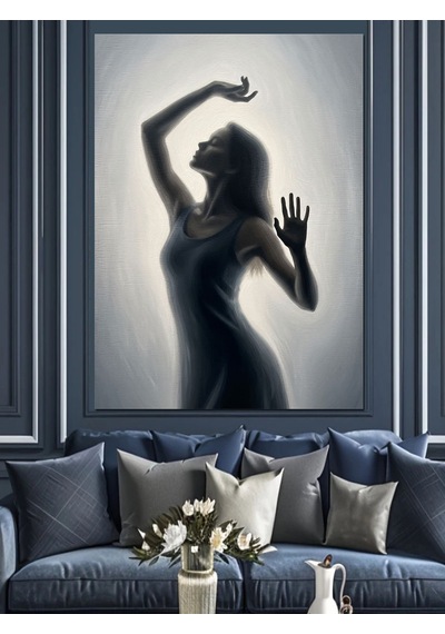 Ahşap Tablo Kadın Silüeti Gölge Dans