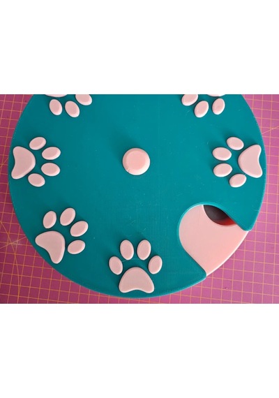 Buradabulabilirsin 3d Baskı Köpek Zeka Oyuncağı Dönen Diskli Ödül Mama Oyuncağı Pati Desenli Turkuaz Pembe Bbz