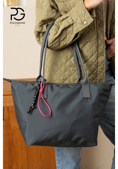 Orijinal Geniş Hacimli Su Geçirmez Paraşüt Kumaş Shopper Trend Ve Şık Büyük Boy Omuz Ve Kol Çantası Gri