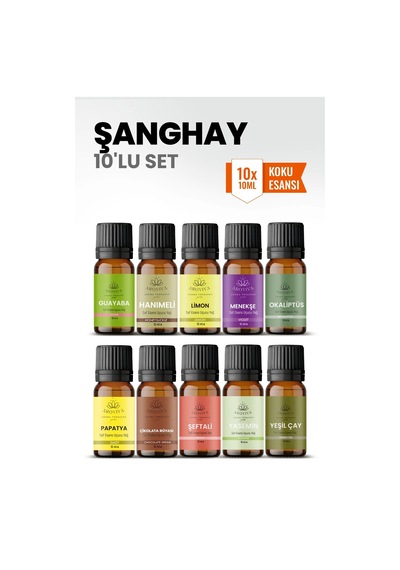 Şanghay 10 Lu Oda Kokusu Seti Buhurdanlık Yağı, Difüzör Esansı Ve Esansiyel Uçucu Yağ 10ml X 10 Karışık