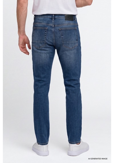 Ac&Co / Altınyıldız Classics Erkek Lacı Pamuklu Comfort Fit Rahat Kesim 5 Cepli Esnek Rahat Jean Kot Denim Pantolon