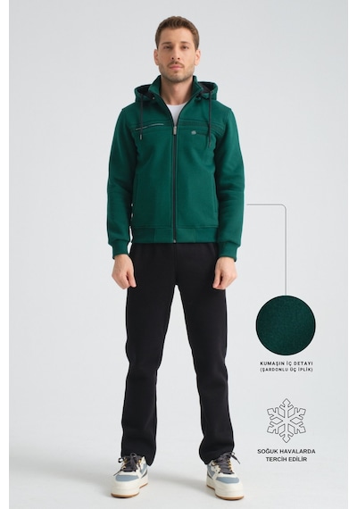 Shooter Sportswear Shooter Erkek Premium Kışlık Eşofman Takımı Regular Kapüşonlu Yeşil