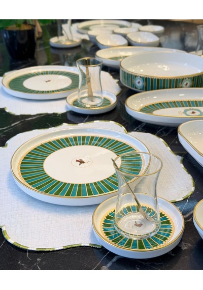 37 Parça İstanbul Green Bird Kahvaltı Takımı-5286 Çok Renkli