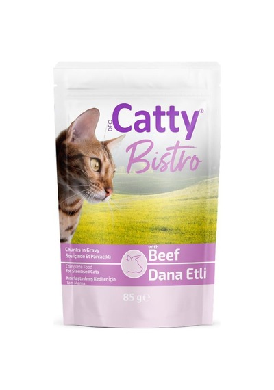 Catty Bistro Sos İçinde Dana Etli Kısırlşatırılmış Yetişkin Kedi Konservesi 85 Gr