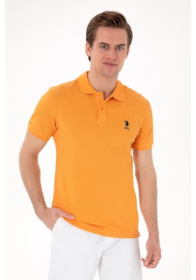 U.S. Polo Assn. Erkek Slim Fit Polo Yaka Turuncu Basic Tişört 50298041-VR051