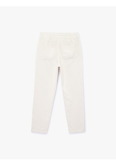 Koton Regular Fit Pamuklu Cepli Beli Bağcıklı Pantolon Ekru 6sam40009ıw
