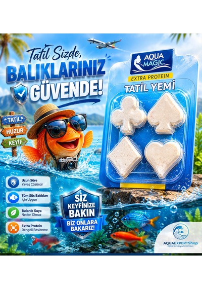 Akvaryum Balık Tatil Yemi - Dörtlü Yem - Yavaş Salınım - Ekstra Protein - Balıklarınız Güvende Kalsın
