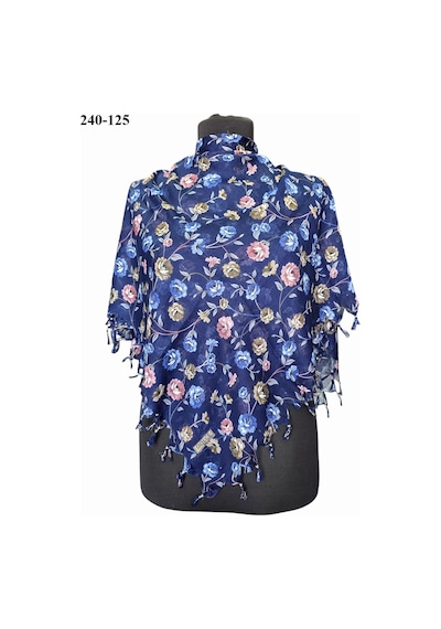Dolce Cotton Desenli Sökme Boncuklu Eşarp 240-125 Çok Renkli