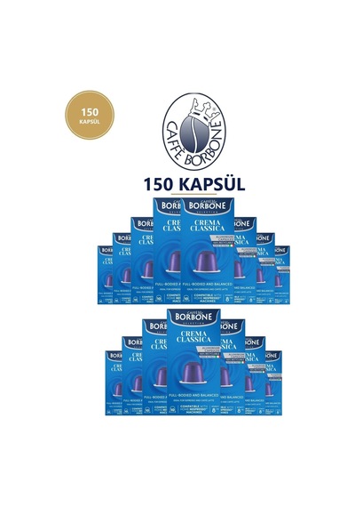 Caffe Borbone Classica 150'li Kapsül Kahve - Nespresso Uyumlu, Aylarca Yetecek Mega Stok