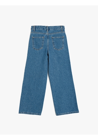 Koton Taş Detaylı Pamuklu Bol Paça Denim Pantolon Orta İndigo 5skg40097ad Indigo Koton Taş Detaylı Pamuklu Bol Paça Denim Pantolon Orta İndigo 5skg40097ad Indigo
