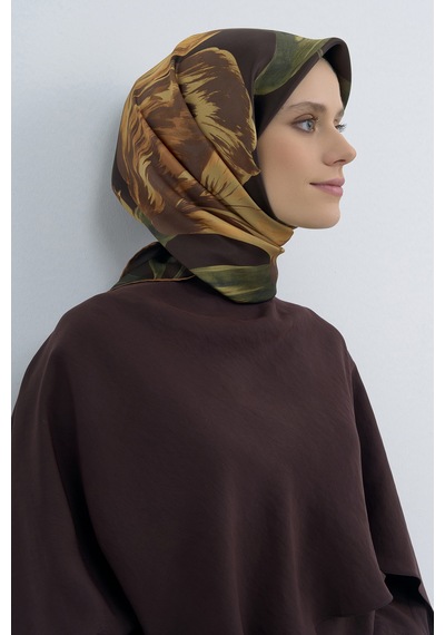 Armine Saf İpek Sura Eşarp-2026 İlkbahar-yaz- 95060d Kahverengi