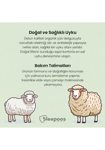Sleepoos El Yapımı %100 Organik Yün Yorgan 195 x 215