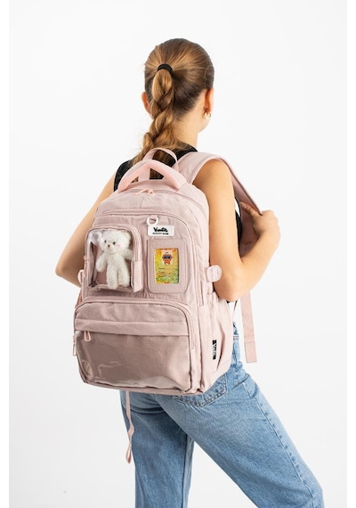 Ventis Maskotlu Unisex Okul Çantası Lise Ortaokul Sırt Çantası 43 30 Cm Çok Cepli Vnt9-a Pembe